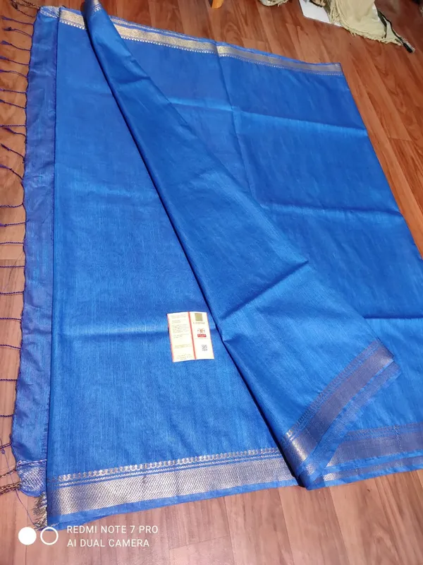 Women's_Bhagalpuri_Handwoven_Mini_Checks_Semi_Tussar_Soft_Silk_Saree_With_Designer_Zari_Border_Weaving,_Unstitched_Running_Blouse_Piece