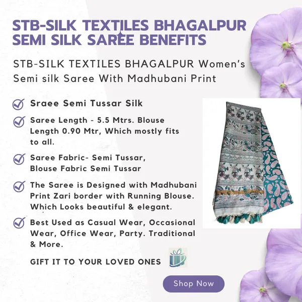 Firozy_Madhubani_Print_Semi_Tussar_Soft_Silk_Saree_With_Atteched_Blouse_Piece_For_Women