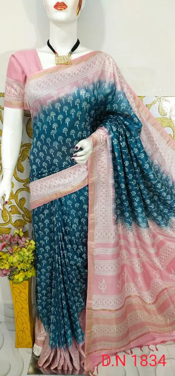 Women's_Semi_tussar_Silk_Duscharge_Print_Saree_With_Running_Blouse_Piece