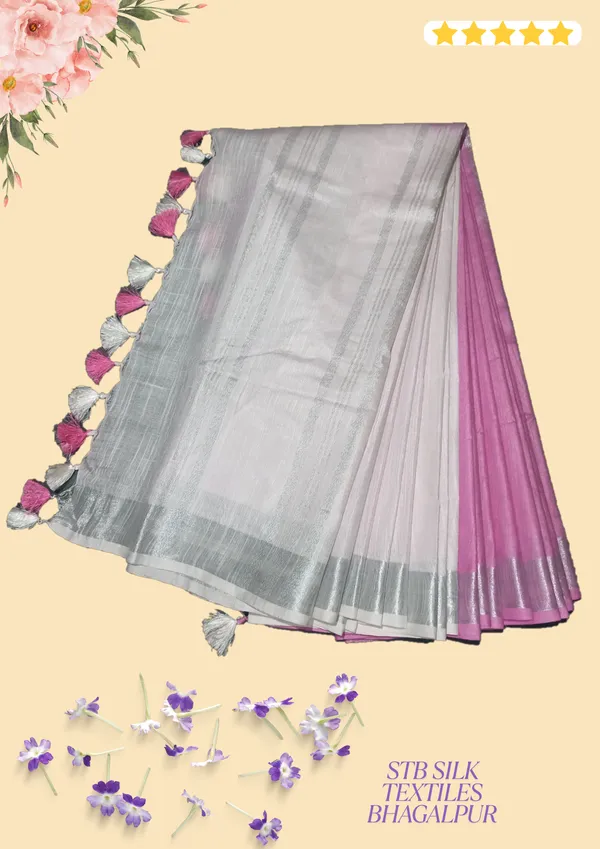 Pink_&_White_Linen_Slub_Saree_With_Runnig_Blouse_Piece_For_Women