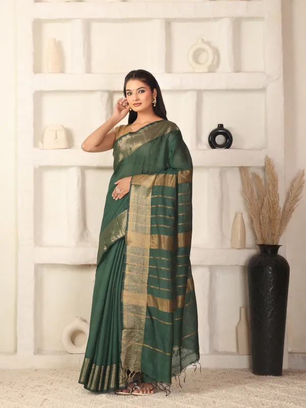 Green_Exquisite_Semi_Silk_Sarees_with_Blouse