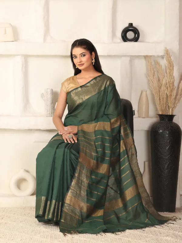 Green_Exquisite_Semi_Silk_Sarees_with_Blouse