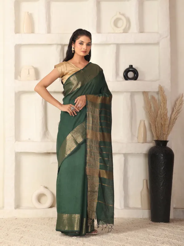 Green_Exquisite_Semi_Silk_Sarees_with_Blouse