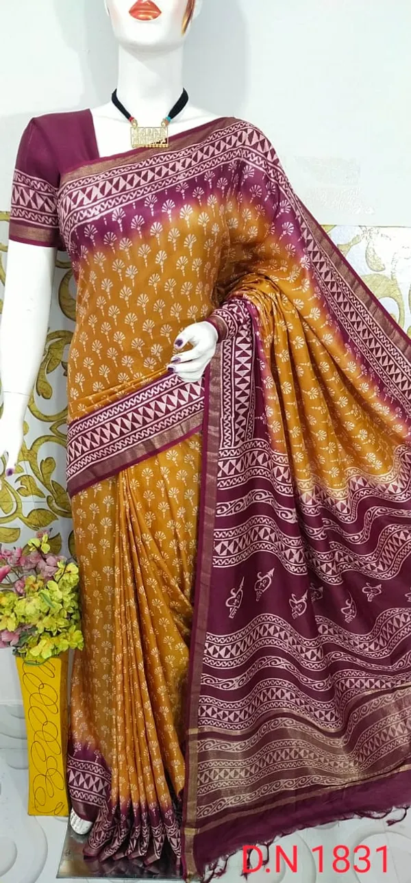 Women's_Semi_tussar_Silk_Duscharge_Print_Saree_With_Running_Blouse_Piece