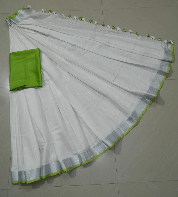 Women's_Linen_Slub_Saree_With_Contrast_Blouse_Piece