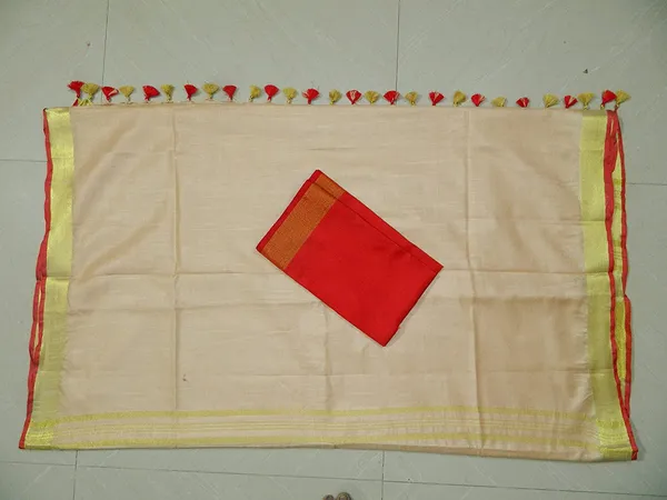 Women's_Linen_Slub_Saree_With_Contrast_Blouse_Piece