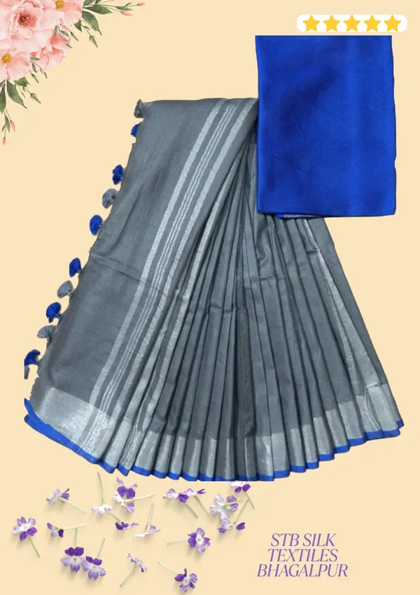 Women's_Linen_Slub_Saree_With_Contrast_Blouse_Piece