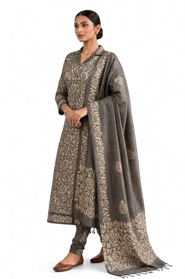 Grey_Cotton_Silk_Batik_Print_Unstitched_Salwar_Suit_Dress_Material_With_Dupatta_For_Women