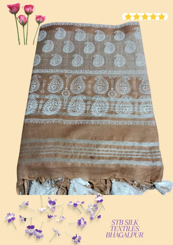 Brown_Bhagalpuri_Khari/Block_Print_Linen_Slub_Saree_With_Runnig_Blouse_Piece_For_Women