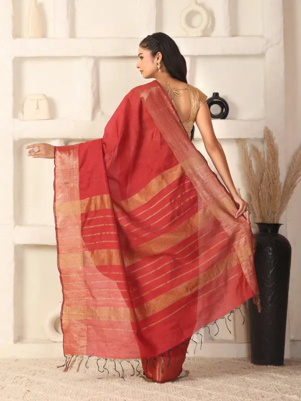Red_Exquisite_Semi_Silk_Sarees_with_Blouse