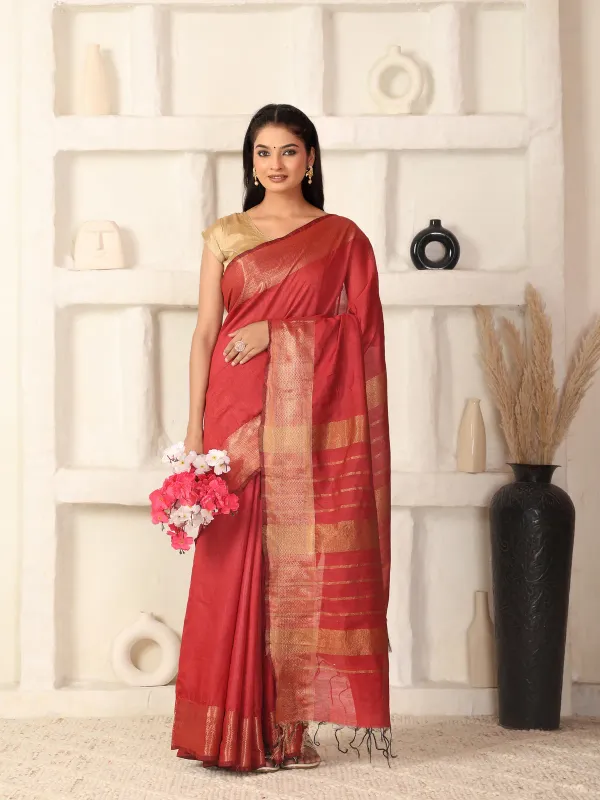 Red_Exquisite_Semi_Silk_Sarees_with_Blouse