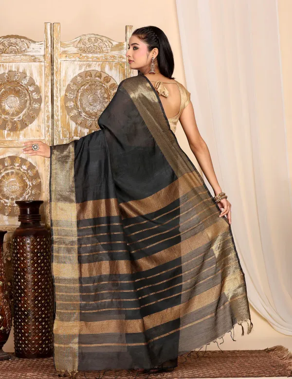 Black_Exquisite_Semi_Silk_Sarees_with_Blouse