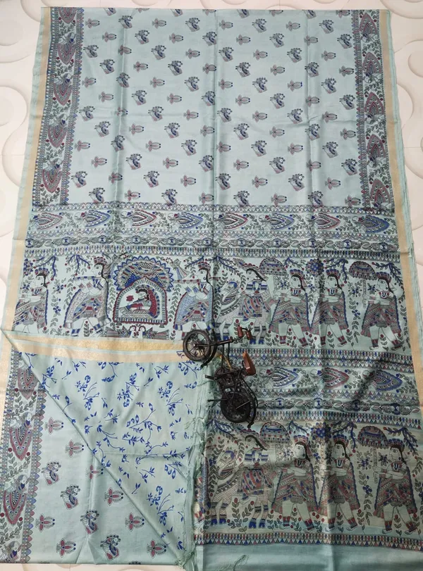Women's_Semi_Tussar_Silk_Madhubani_Print_Saree_With_Running_Blouse_Piece