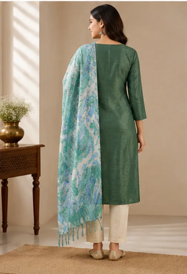 Green_Cotton_Silk_Unstitched_Salwar_Suit_Dress_Material_With_Marble_Print_Dupatta._For_Women