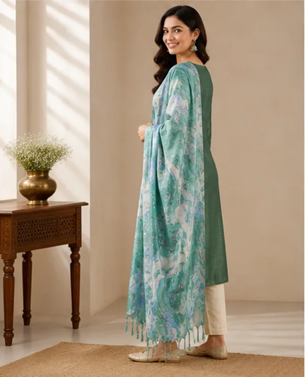Green_Cotton_Silk_Unstitched_Salwar_Suit_Dress_Material_With_Marble_Print_Dupatta._For_Women