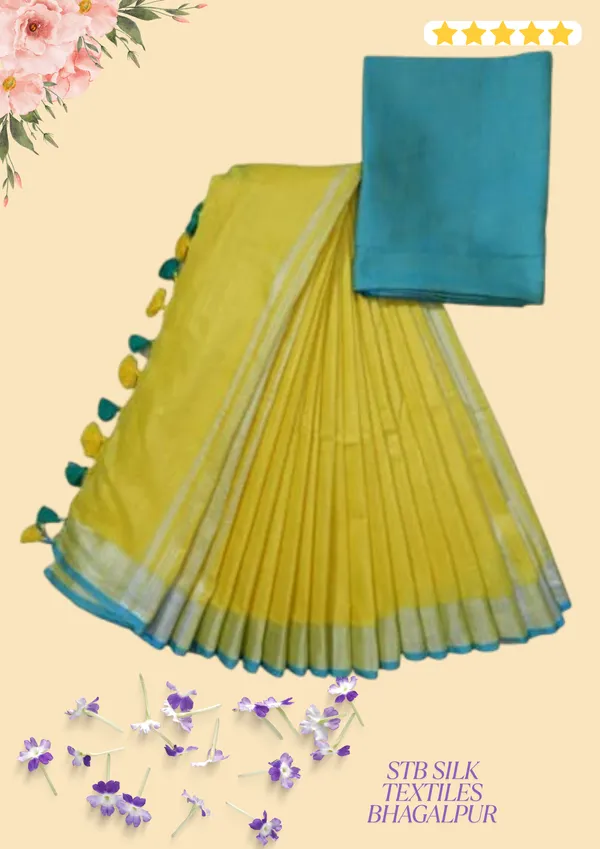 Women's_Linen_Slub_Saree_With_Contrast_Blouse_Piece
