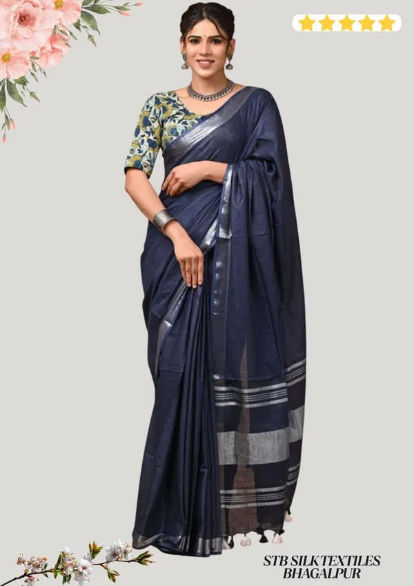 Women's_Linen_Slub_Saree_With_Running_Blouse_Piece