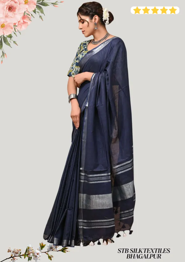 Women's_Linen_Slub_Saree_With_Running_Blouse_Piece
