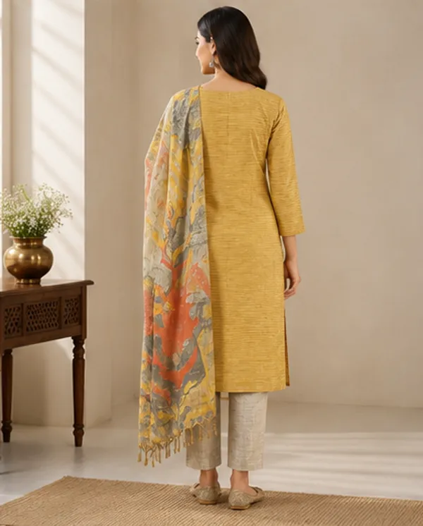 Yellow_Cotton_Silk_Unstitched_Salwar_Suit_Dress_Material_With_Marble_Print_Dupatta_For_Women