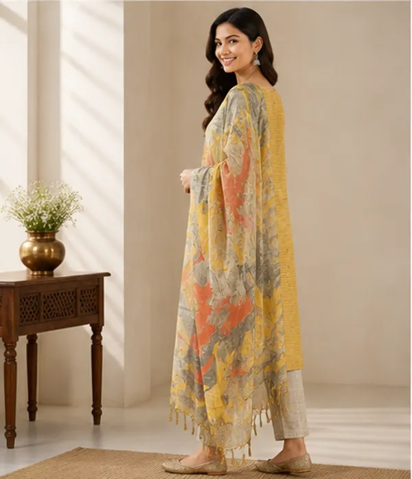 Yellow_Cotton_Silk_Unstitched_Salwar_Suit_Dress_Material_With_Marble_Print_Dupatta_For_Women