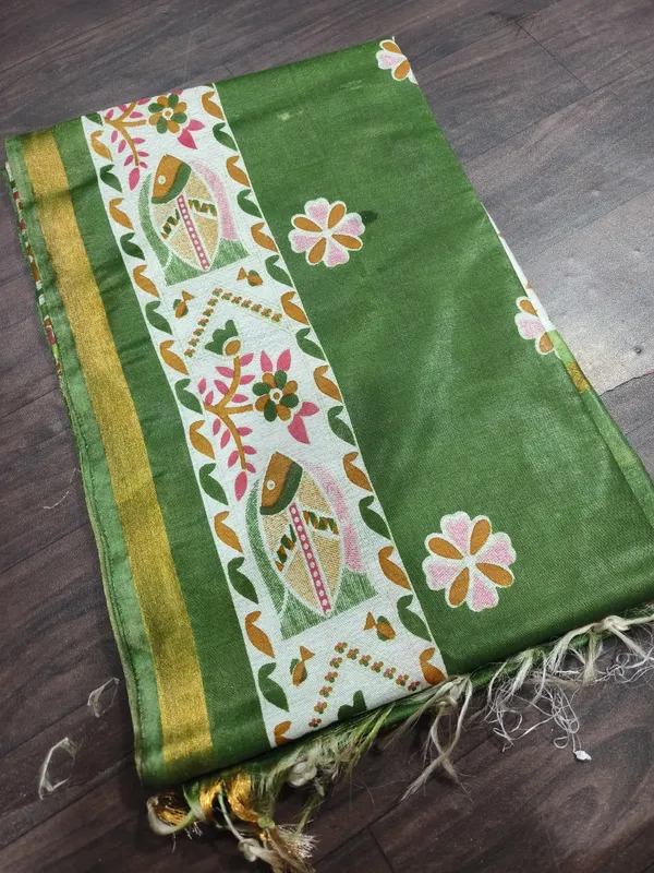 Women's_Semi_Tussar_Silk_Madhubani_Print_Saree_With_Running_Blouse_Piece