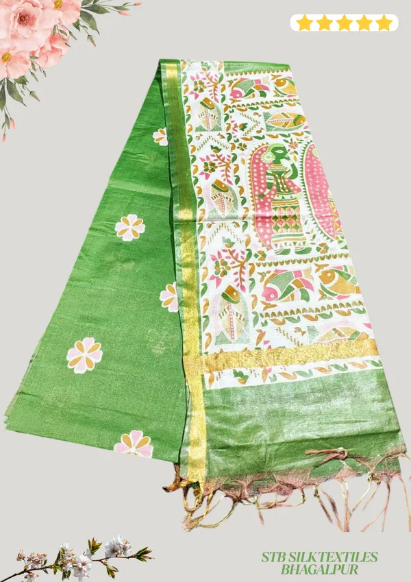 Women's_Semi_Tussar_Silk_Madhubani_Print_Saree_With_Running_Blouse_Piece