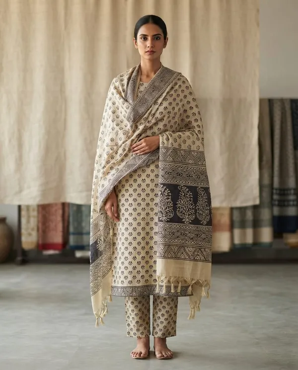 Bkack_Cotton_Silk_Handcrafted_Screen_Print_Unstitched_Salwar_Suit_Dress_Material_With_Dupatta_For_Women