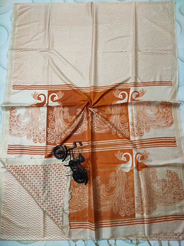 Women's_Semi_Tussar_Silk_Madhubani_Print_Saree_With_Running_Blouse_Piece
