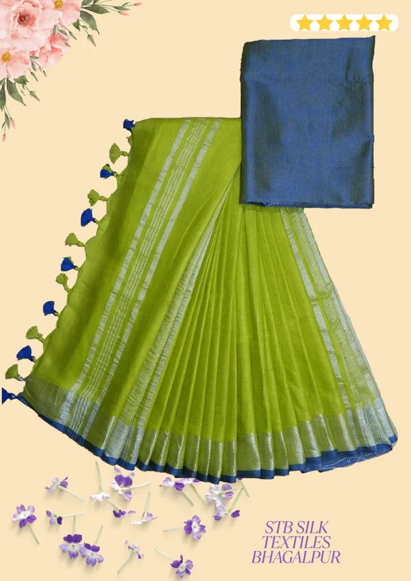 Women's_Linen_Slub_Saree_With_Contrast_Blouse_Piece