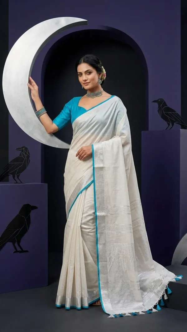 White_Bhagalpuri_Linen_Saree_With_Blouse_Piece_For_Women