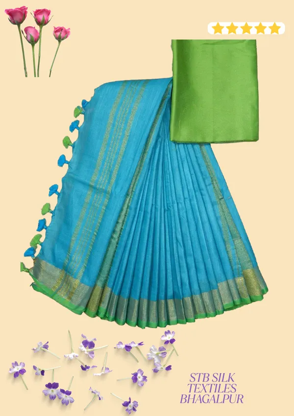 Firozy_Linen_Slub_Saree_Wih_Contrast_Blouse_Piece_For_Women