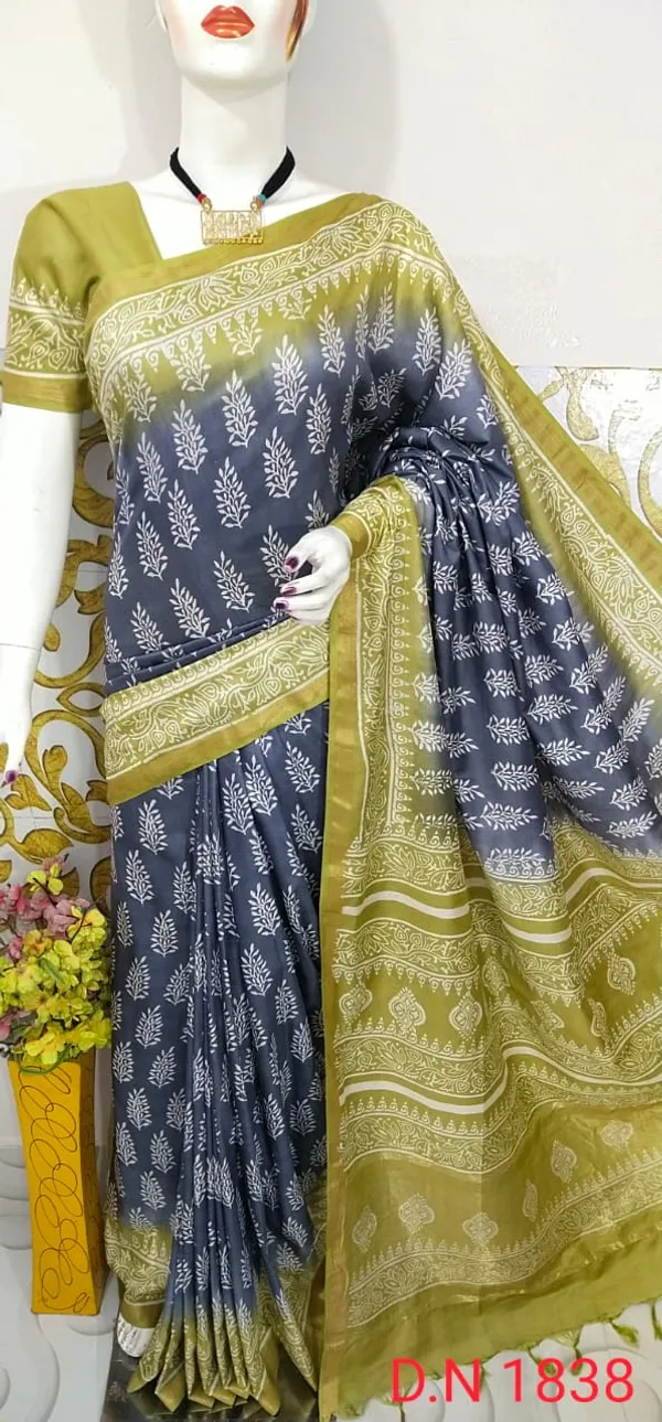 Women's_Semi_tussar_Silk_Duscharge_Print_Saree_With_Running_Blouse_Piece