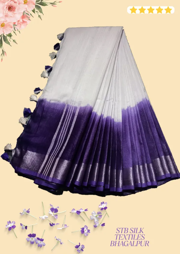 Blue_White_Linen_Slub_Saree_With_Runnig_Blouse_Piece_For_Women