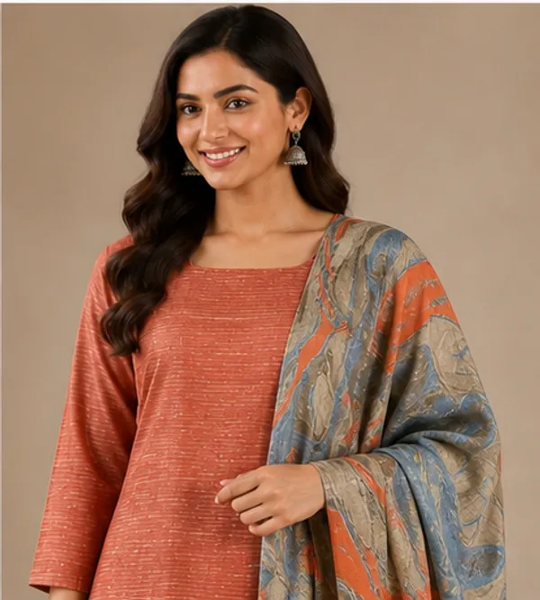 Orange_Cotton_Silk_Unstitched_Salwar_Suit_Dress_Material_With_Marble_Print_Dupatta_For_Women