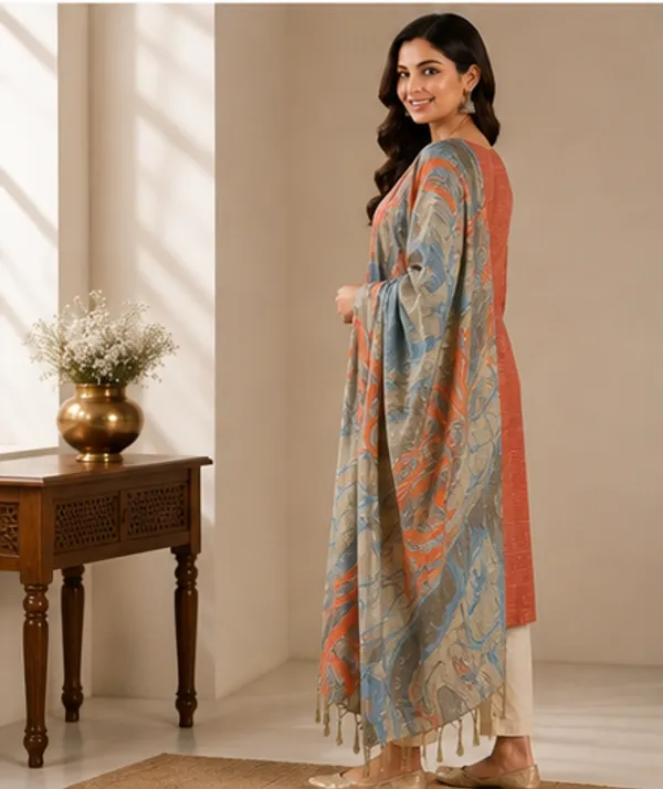 Orange_Cotton_Silk_Unstitched_Salwar_Suit_Dress_Material_With_Marble_Print_Dupatta_For_Women