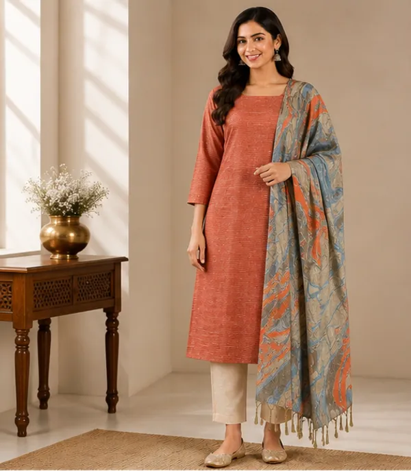 Orange_Cotton_Silk_Unstitched_Salwar_Suit_Dress_Material_With_Marble_Print_Dupatta_For_Women