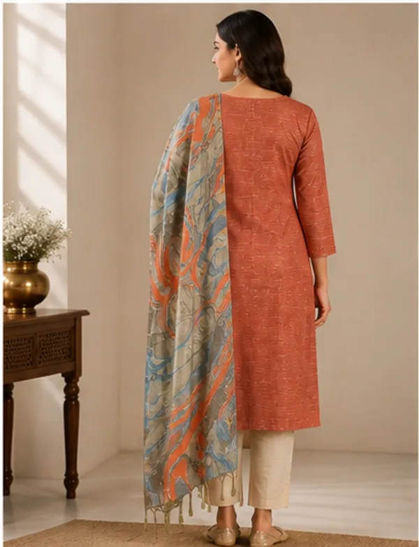 Orange_Cotton_Silk_Unstitched_Salwar_Suit_Dress_Material_With_Marble_Print_Dupatta_For_Women