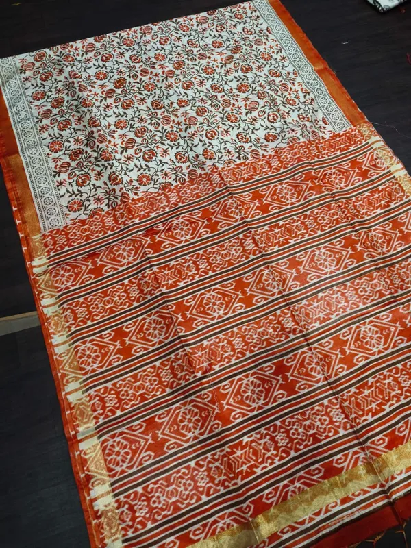 Women's_Semi_Tussar_Silk_Madhubani_Print_Saree_With_Running_Blouse_Piece