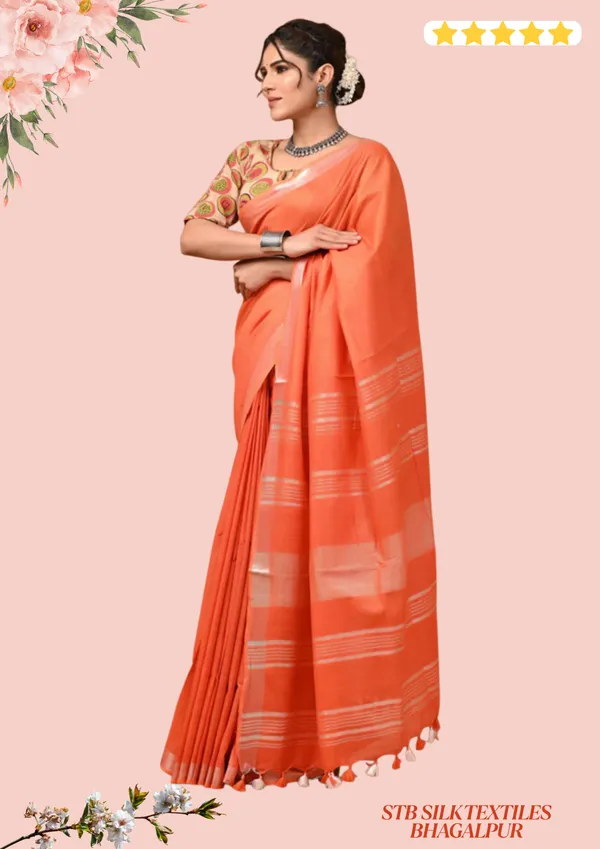 Women's_Linen_Slub_Saree_With_Unstitched_Running_Blouse_Piece