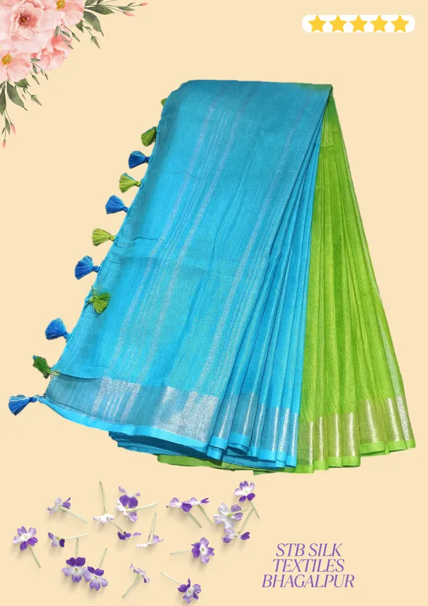 Green_Firozy_Linen_Slub_Saree_With_Runnig_Blouse_Piece_For_Women