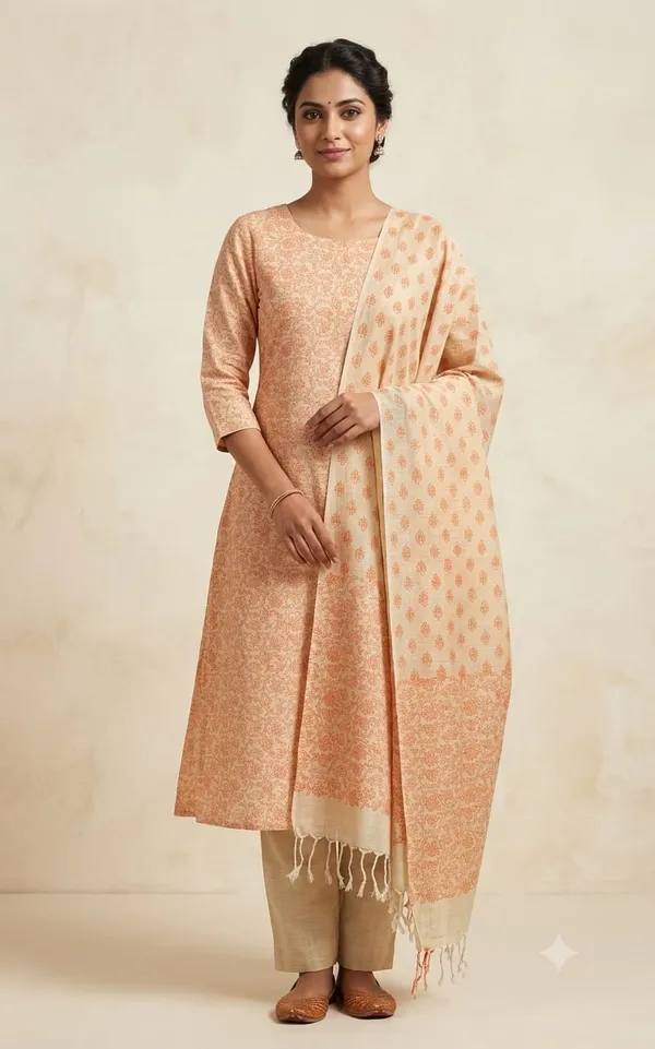 Orange_Pure_Handloom_Cotton_Silk_Handcrafted_Screen_Print_Unstitched_Salwar_Suit_Dress_Material_With_Dupatta_For_Women