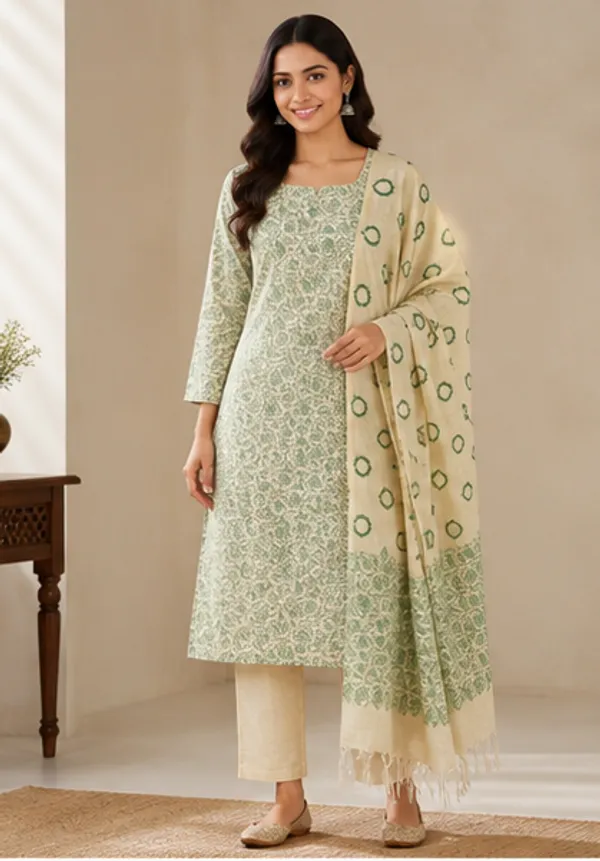 Green_Pure_Handloom_Cotton_Silk_Handcrafted_Screen_Print_Unstitched_Salwar_Suit_Dress_Material_With_Dupatta_For_Women