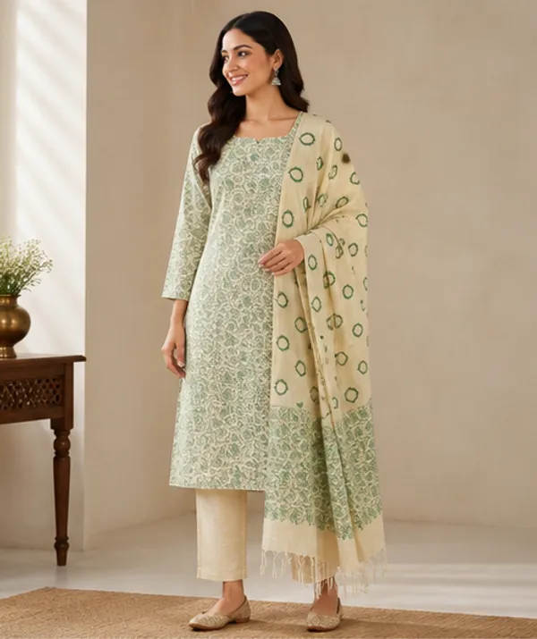 Green_Pure_Handloom_Cotton_Silk_Handcrafted_Screen_Print_Unstitched_Salwar_Suit_Dress_Material_With_Dupatta_For_Women