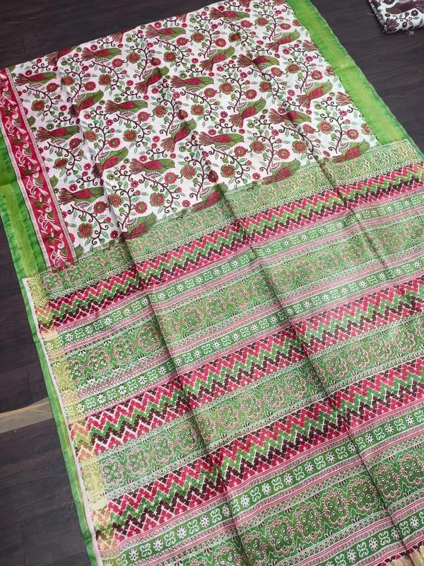 Women's_Semi_Tussar_Silk_Madhubani_Print_Saree_With_Running_Blouse_Piece