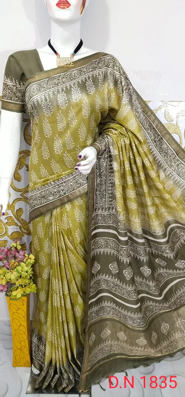 Women's_Semi_tussar_Silk_Duscharge_Print_Saree_With_Running_Blouse_Piece