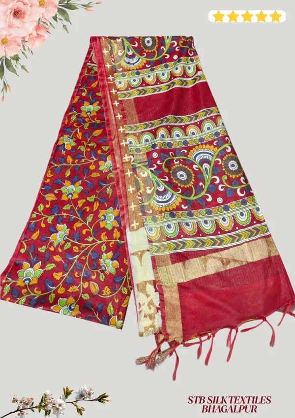 Women's_Semi_Tussar_Silk_Madhubani_Print_Saree_With_Running_Blouse_Piece
