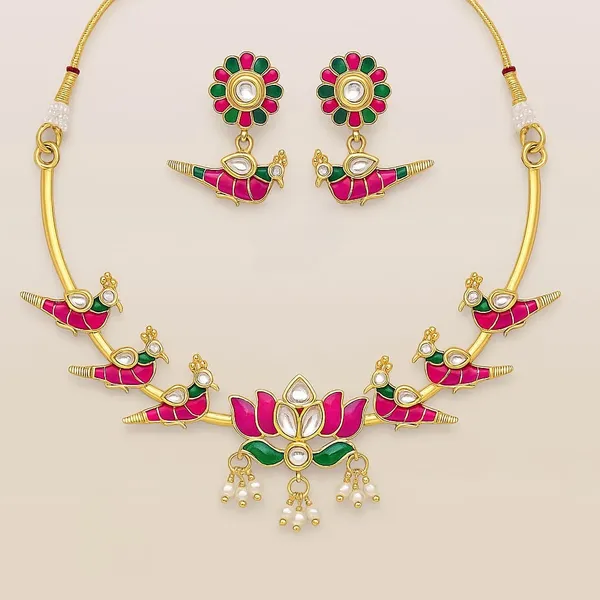 Elegant_Pink_Peacock_Necklace_&_Earrings_Set