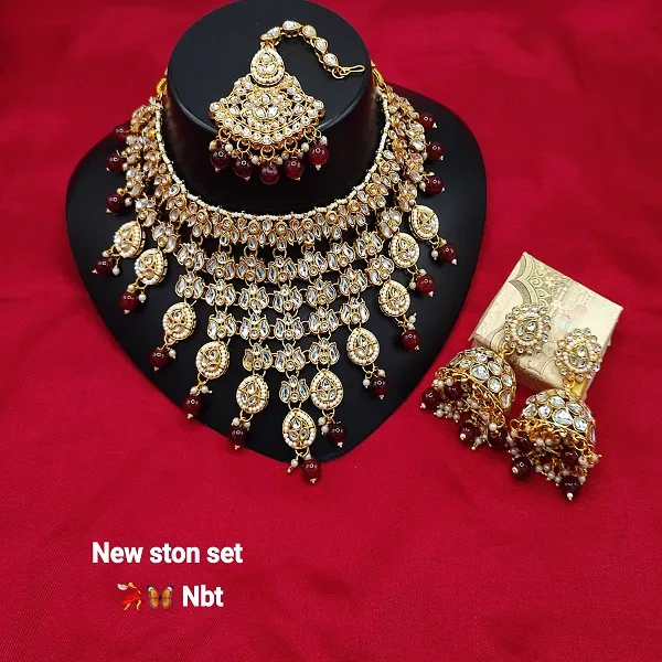 Gold_Plated_Handcrafted_Ruby_Stone_&_Gold_Pearls_Studded_Choker_Set