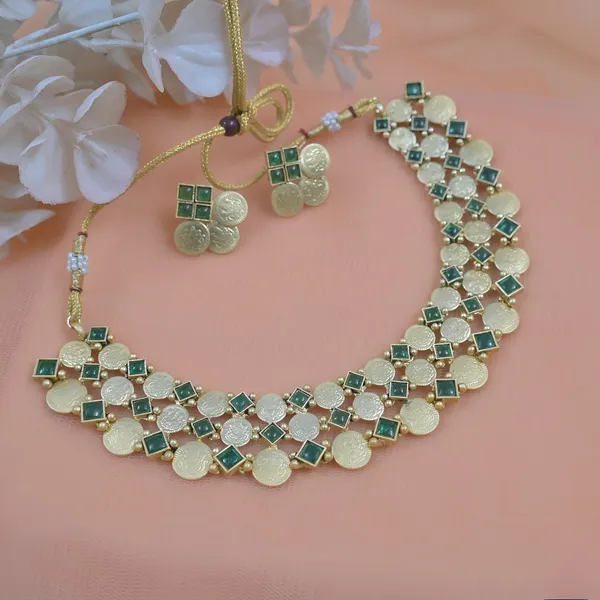 Copper_Gold_Plated_Alloy_Earring_And_Necklace_Set_Green