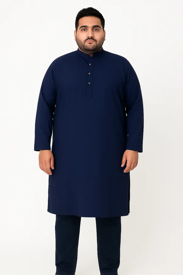Plus_Size_Plain_Navy_Blue_Kurta_(3201)